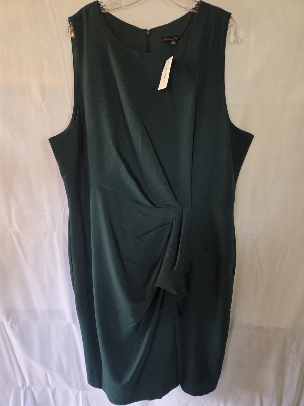 NWT Lane Bryant Dark Teal Sleeveless Draped Midi Dress